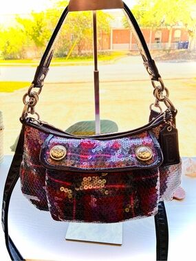 OBO-Coach Poppy Sequin Tartan Groovy Bag Style 16048
